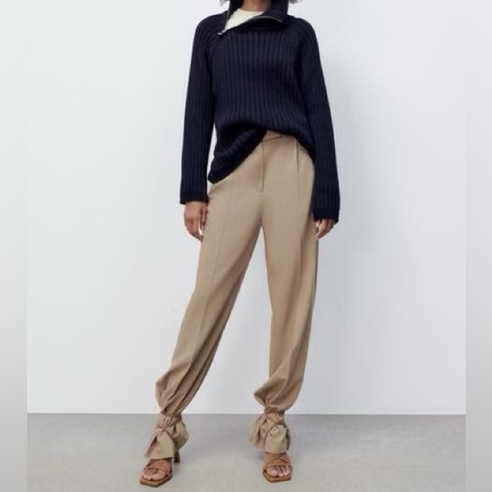 Zara Charcoal Ribbed Knit Sweater